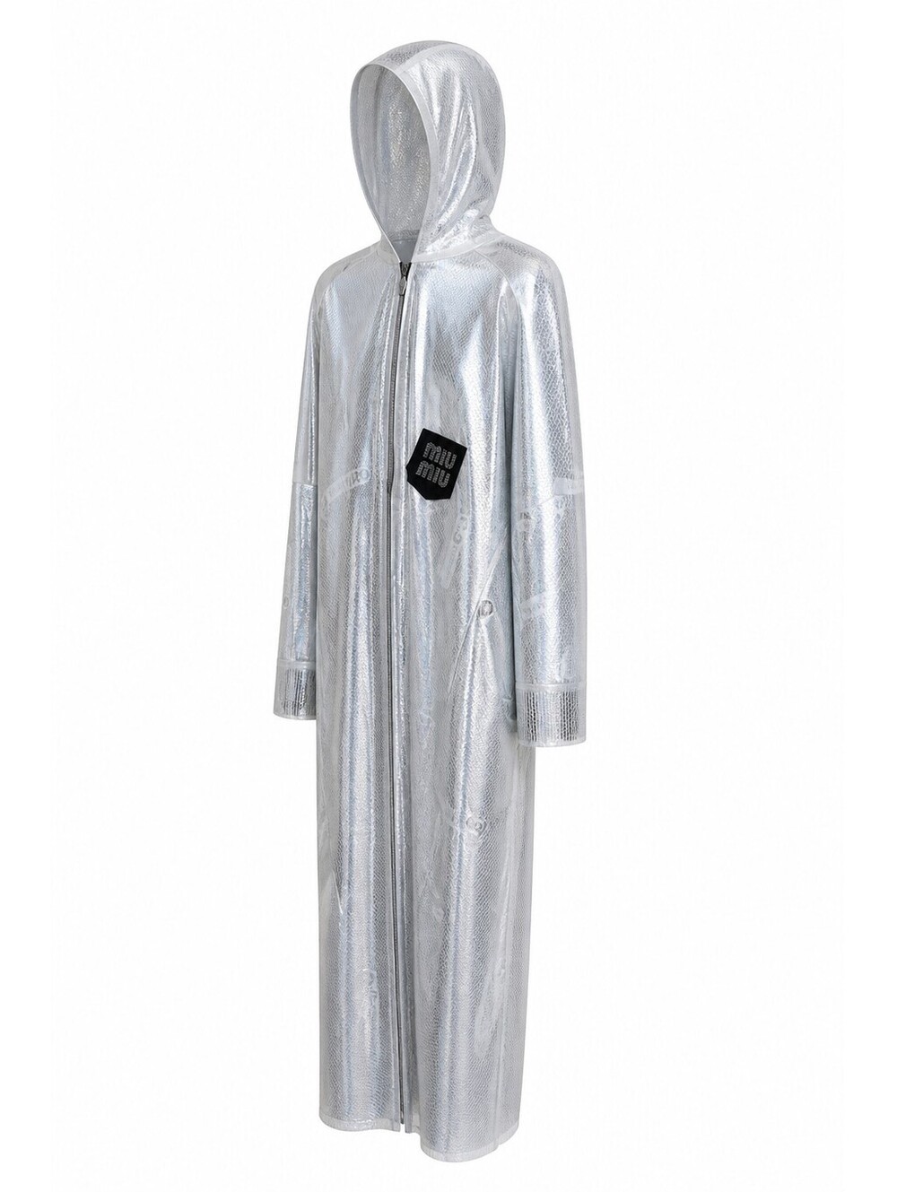Original Women's L Silver Metallic Hooded Zip Duster Jacket Cover Up
